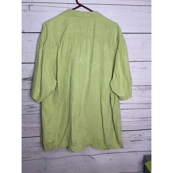 Tommy Bahama XL‎ Silk Green Short Sleeve Hawaiian Shirt Orchid Floral Textured - Picture 7 of 10
